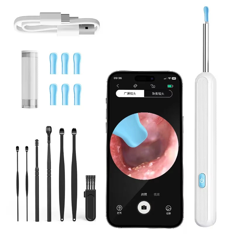 Visual Ear Wax Cleaner with Camera Safe Earwax Removal Endoscope with 5M Camera Luminous Otoscope Ear Cleaning Tools Ear Care