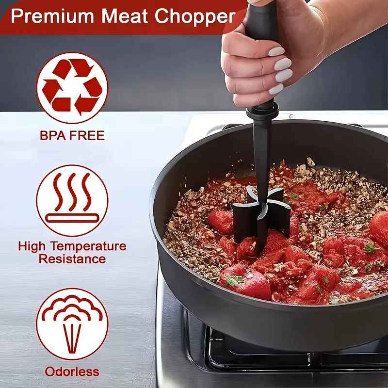 Premium Meat Chopper Heat Resistant Easy-To-Use Meat Masher Grinder for Ground Meat Hamburger Smashing Tasks Kitchen Utensil